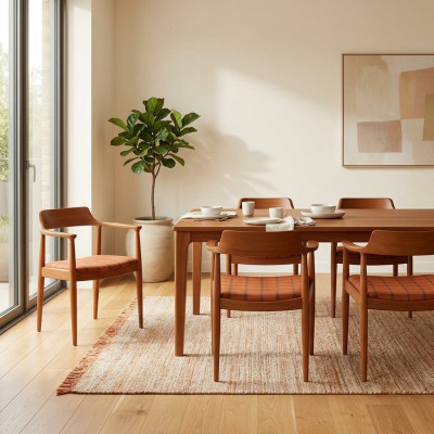 Set de 6 chaises de luxe, design élégant, rembourrage, assise en bois massif pour bureau salle à manger