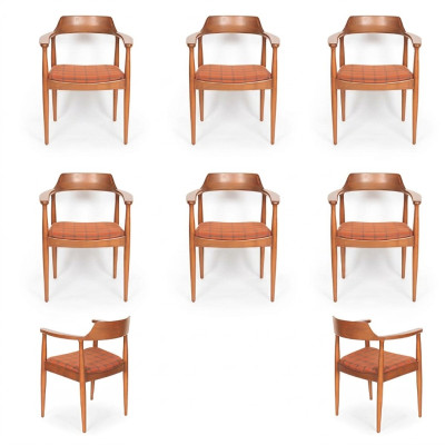 Set de 6 chaises de luxe, design élégant, rembourrage, assise en bois massif pour bureau salle à manger