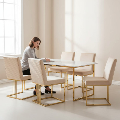 Ensemble de chaises design 4x fauteuil Chaises en textile Tissu Salle à manger Nouvelle tapisserie