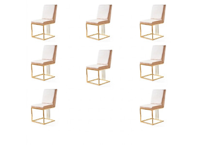 Conception 8x Chaises Groupe Ensemble Rembourrage Gastro nouvelle Salle à manger Chaise Suite Fauteuil