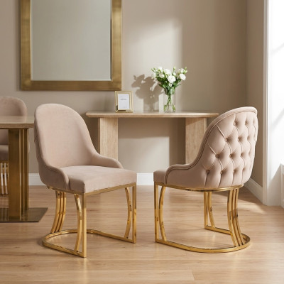 Chaises de salle à manger en bois Chaise de luxe beige Style italien du salon