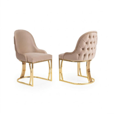 Chaises de salle à manger en bois Chaise de luxe beige Style italien du salon
