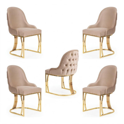 Salle à manger Textile Gastro Chaise Design Ensemble 4x Fauteuil Tissu Fauteuils Rembourrés