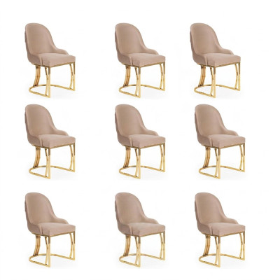 Ensemble de chaises design 8x fauteuil Acier inoxydable Tissu Rembourrage Chaises Salle à manger