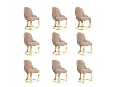 Ensemble de chaises design 8x fauteuil Acier inoxydable Tissu Rembourrage Chaises Salle à manger