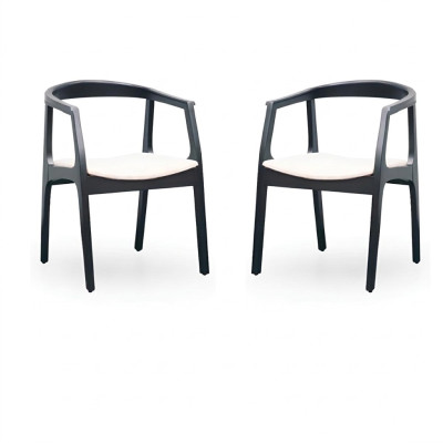 Ensemble de 2 chaises en bois massif et tissu de design pour salle à manger ou salon.
