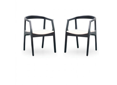 Ensemble de 2 chaises en bois massif et tissu de design pour salle à manger ou salon.