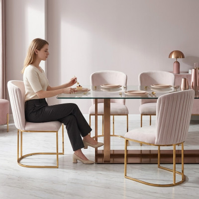 Chaise salle à manger Designer Chaises nouvel ensemble 6x Tissu Chaise en bois massif
