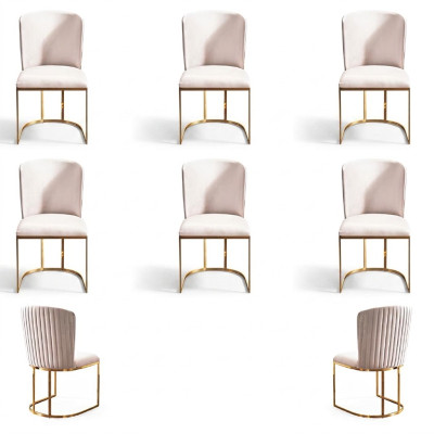 Chaise salle à manger Designer Chaises nouvel ensemble 6x Tissu Chaise en bois massif