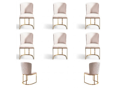 Chaise salle à manger Designer Chaises nouvel ensemble 6x Tissu Chaise en bois massif