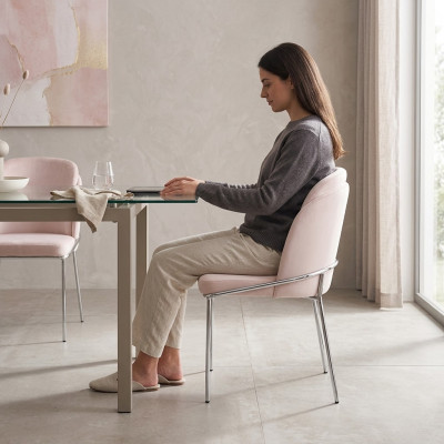 Chaise 6x Chaises de Salle à Manger Fauteuil Salon Design Mobilier en Acier Inoxydable