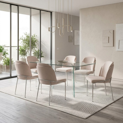 Chaise 6x Chaises de Salle à Manger Fauteuil Salon Design Mobilier en Acier Inoxydable