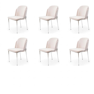 Chaise 6x Chaises de Salle à Manger Fauteuil Salon Design Mobilier en Acier Inoxydable