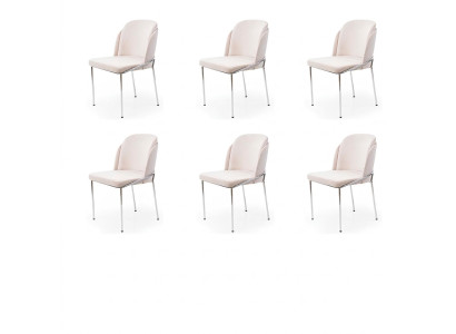 Chaise 6x Chaises de Salle à Manger Fauteuil Salon Design Mobilier en Acier Inoxydable