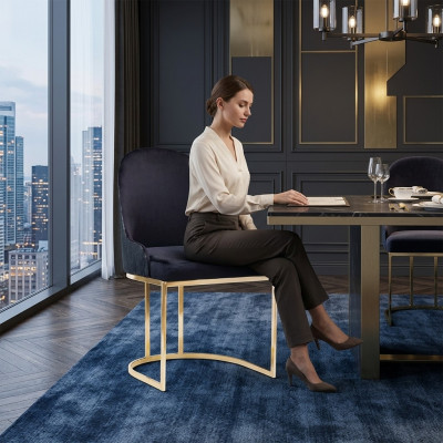 Salle à manger Chaises Bois Luxe Fauteuil Chaise Fauteuil Bleu Salon
