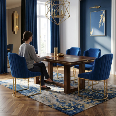 Ensemble de salle à manger avec 4 chaises au design moderne et rembourrage neuf.
