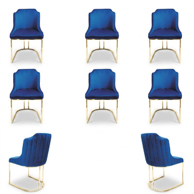 Suite Set 6x Groupe de sièges de chaise de salle à manger en textile rembourré