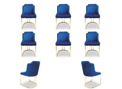 Suite Set 6x Groupe de sièges de chaise de salle à manger en textile rembourré
