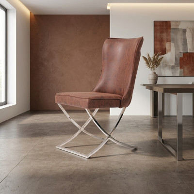 Chaises de salle à manger en bois Fauteuil luxueux Fauteuil marron Fauteuil de salon