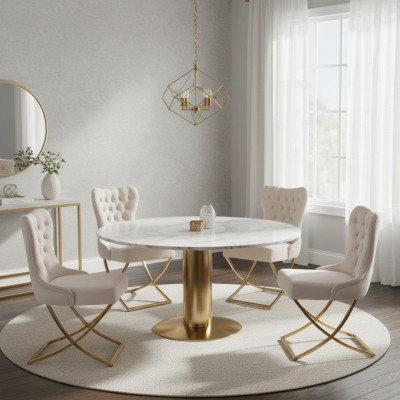 Chaise de salle à manger Ensemble de chaises de cuisine en textile 4x en acier inoxydable Chaise