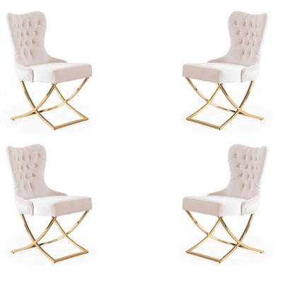 Chaise de salle à manger Ensemble de chaises de cuisine en textile 4x en acier inoxydable Chaise