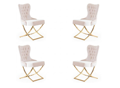 Chaise de salle à manger Ensemble de chaises de cuisine en textile 4x en acier inoxydable Chaise