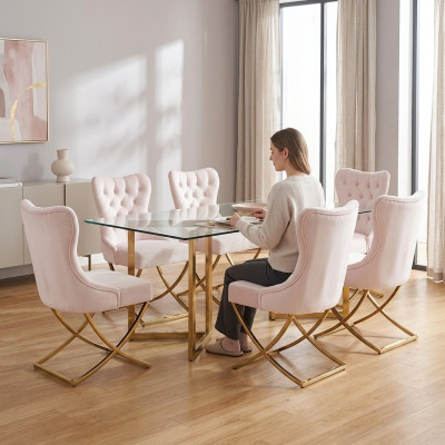 Suite Chaises 6x Siège Design Rembourré Groupe de Fauteuils de Salon Lehn Meubles Chaises