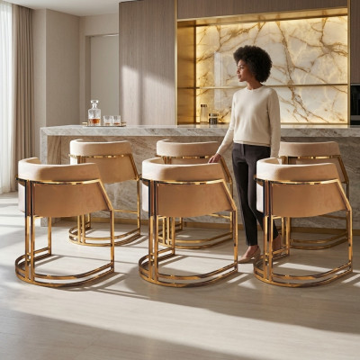 Chaises de cuisine Élégant Salle à manger Ensemble de tissu de chaises Design Métal Textile 