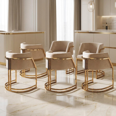 Chaises de cuisine Élégant Salle à manger Ensemble de tissu de chaises Design Métal Textile 