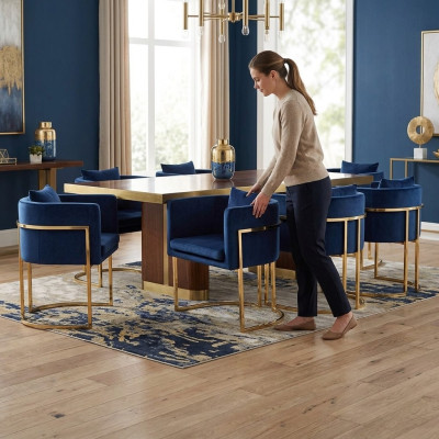 Groupe de chaises rembourrées en textile pour salle à manger gastronomique, design en tissu, ensemble de 6 chaises.