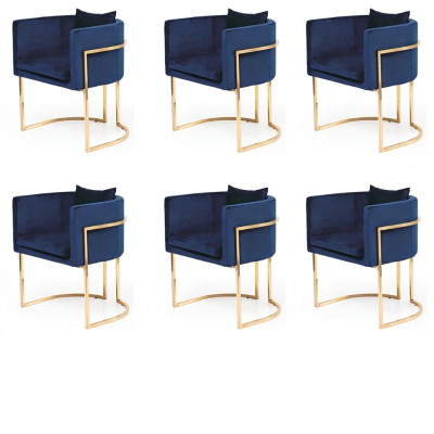 Groupe de chaises rembourrées en textile pour salle à manger gastronomique, design en tissu, ensemble de 6 chaises.
