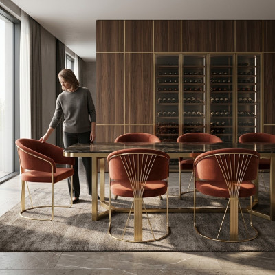 Ensemble de 6 chaises rembourrées design pour groupe, fauteuil de salon de luxe.