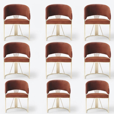 Ensemble de salle à manger Suite 8 chaises en tissu Rembourrage Ensemble de chaises de groupe