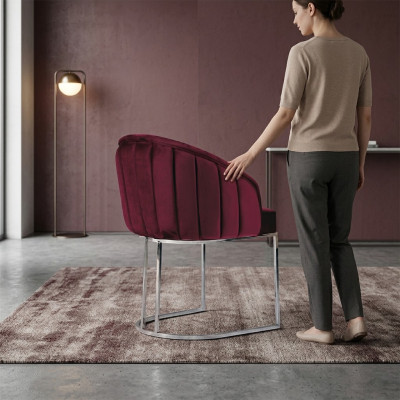 Chaise de fauteuil moderne 1x Chaise de salle à manger TV Lounge Chaise rembourrée en textile