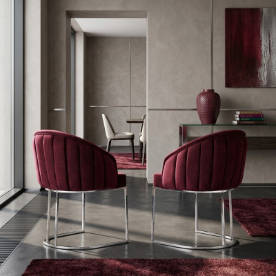 Designer Chaises en tissu métallique pour l'ameublement de salle à manger Gastro Moderne 2x Fauteuil
