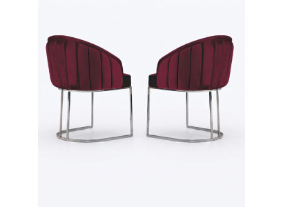Designer Chaises en tissu métallique pour l'ameublement de salle à manger Gastro Moderne 2x Fauteuil