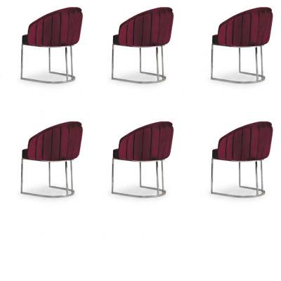 Suite 6x Chaises Capitonnées Textile Hôtel Nouveau Ensemble de Chaises