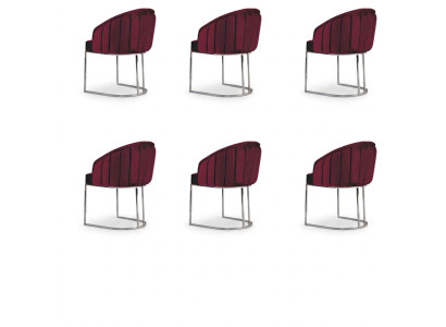 Suite 6x Chaises Capitonnées Textile Hôtel Nouveau Ensemble de Chaises