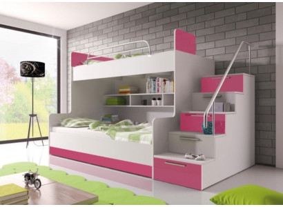 Lits superposés pour enfants Chambre d'enfant Lits Lit mezzanine Lit superposé Double lit superposé Meubles laqués Rose