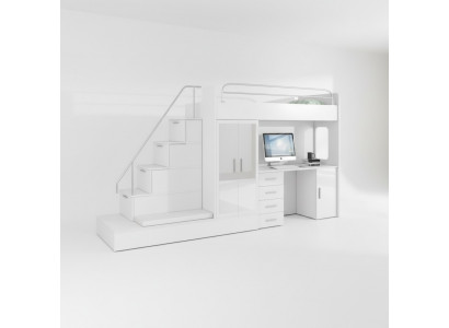 Lit mezzanine pour enfants blancs Lit superposé Lit superposé superposé Mobilier Brillant