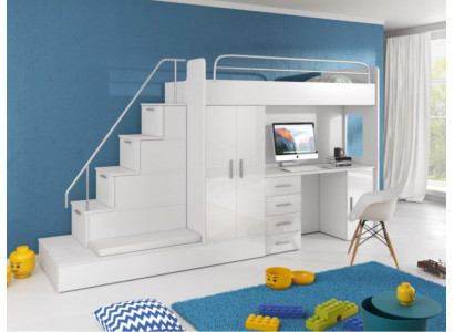Lit mezzanine pour enfants blancs Lit superposé Lit superposé superposé Mobilier Brillant