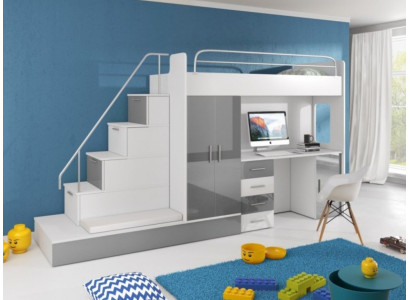 Lit mezzanine enfant gris Lit superposé superposé Lit superposé superposé Lit Meubles laqués