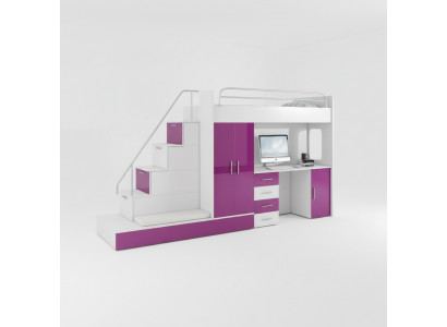 Lilas Lits superposés pour enfants Lit mezzanine Lit superposé Lit superposé double Lit Meuble laqué