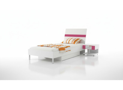 Lit + Table de chevet Chambre à coucher Chambre de jeunesse Chambre d'enfants Ensemble Mobilier Rose 2 pièces.