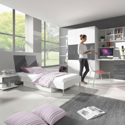 Lit + Table de chevet - Chambre d'enfants Mobilier de chambre à coucher Lits 2pcs. ensemble