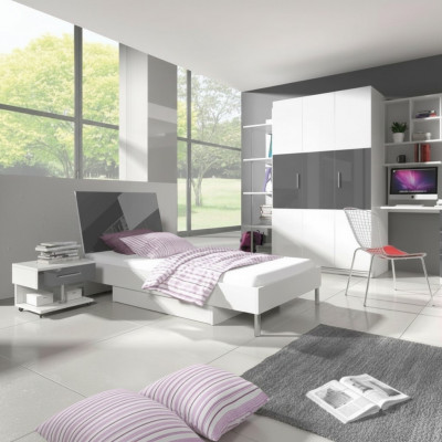 Lit + Table de chevet - Chambre d'enfants Mobilier de chambre à coucher Lits 2pcs. ensemble