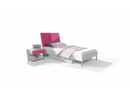 Lit + Table de chevet Chambre d'enfants Mobilier de chambre à coucher Lits Ensemble de 2 pièces rose