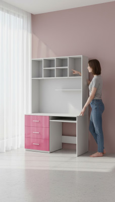 Bureau rose brillant Table Chambre d'enfants Chambre des jeunes Tables filles nouvelles