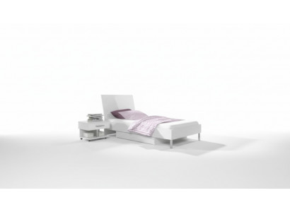 Lit + Table de chevet - Chambre d'enfants Mobilier de chambre à coucher Lits Blanc Ensemble de 2 pièces