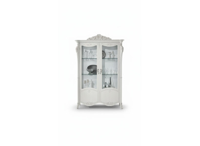 Vitrine blanche Armoire en verre Conception de placard classique Mobilier en bois de luxe Vitrines nouveautés